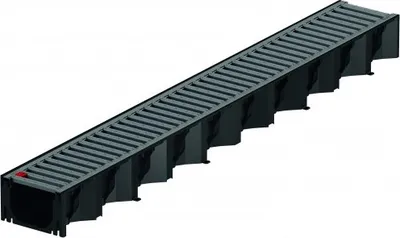 Produktbild von ACO Hexaline 2.0 Rinne 1m schwarz + Stegrost anthrazit pulverbeschichtet 1 m