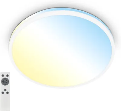 Produktbild von Briloner Pulup LED Deckenlampe, Dimmbar, Fernbedienung, Timer, Nachtlichtfunktion, Weiß, Ø33 x 6 cm