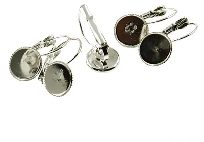 Produktbild von Vintageparts Brisuren Messing platiniert 10-mm-Cabochon ziselier 21 mm, 10 Stück