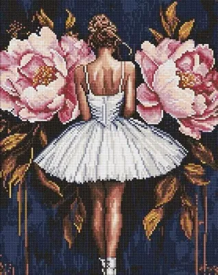 Image de Mosaïque en diamants - Danseuse avec des pivoines 40 x 50 cm - Ideyka