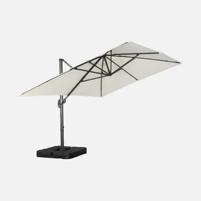 Produktbild von sweeek - Rechteckiger Ampelschirm 3x4m + befüllbare Ballastplatten 50x50cm - Ecru