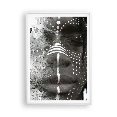 Produktbild von Gerahmtes Poster - Weißer Rahmen - Afrikanisch Autochthon Gesicht - 70x100 cm - Wand Bild - Wanddeko - Wandbilder - Kunstposter - Wandposter - Bilderrahmen - Bilder - Kunstdruck - P2WPA70x100-4788