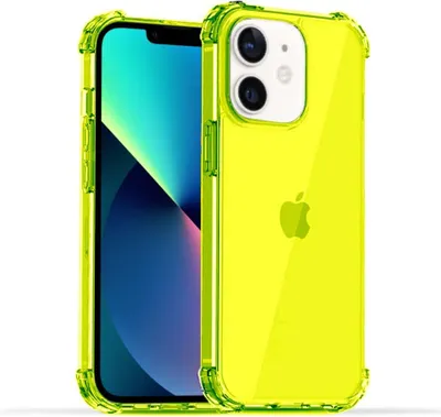 Image de Smartphonica iPhone 12 Mini transparent
  housse en silicone antichoc avec bumper - jaune fluo