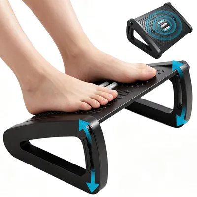 Zdjęcie produktu dla Ergonomiczna podnóżek biurowy - regulowany podnóżek z antypoślizgową powierzchnią i funkcją masażu