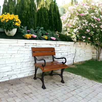 Produktbild von Hochwertige Gartenstuhl II aus Kiefernholz, Farbe Eiche Dunkel, 60 cm