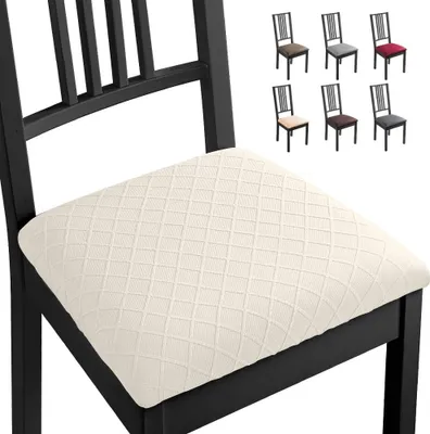 Produktbild von Stuhlhussen Esszimmerstuhl Sitzbezug 4 Stš¹ck Elasthan Jacquard Stuhl Sitzbezš¹ge Stretch-Sitzbezš¹ge Abnehmbar Waschbar Stuhlhussen Sitzschutzbezug fš¹r Zuhause, Hotel, Bankett(4 Stš¹ck,MilchWei?)