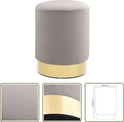 Immagine prodotto di The Living Store Sgabello Grigio chiaro e velluto dorato
