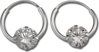 Image de SilberDream Créoles pour enfants argent blanc pierre zirconium boucles d'oreilles SDO8705W