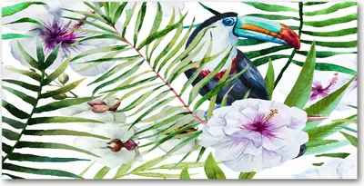 Produktbild von Tulup Glas-Bild -140x70- Wandkunst Dekorative Wand für Küche & Wohnzimmer - Tiere - Tropischer Tukan - Mehrfarbig
