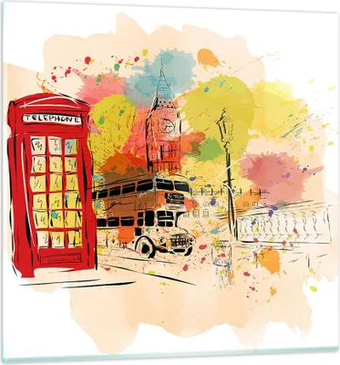 Produktbild von Bilder auf glas - London Bus - 70x70cm - Glasbilder - Wandbilder - Bilder - Kunstdruck - zum Aufhängen bereit - Wanddekoration aus Glas - Glas Bilder - Wandbild auf Glas - Einteilig - GAC70x70-3920