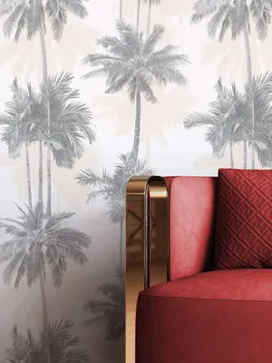 Newroom Vliestapete Paulia Beige Palmen, Wohnbeispiel