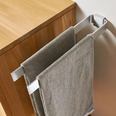 Image de Designfabrik Hamburg : Porte-serviettes double bras | 42 cm | Argenté | Fixation murale