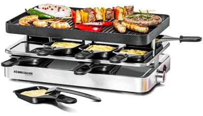 Immagine prodotto di ROMMELSBACHER Raclette 1200W 8 teglie antiaderenti griglia/piastra alu-ed RC 1400