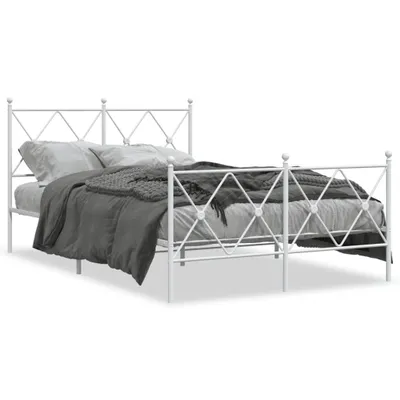Obrázek produktu pro Postel s čelem a nohou kovová bílá 120x200 cm