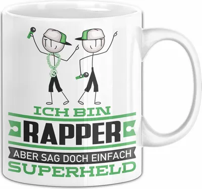 Produktbild von Rapper Geschenk Tasse Ich Bin Rapper Aber Sag Doch Einfach Superheld Lustige Geschenkdiee für Rapper Kaffee-Becher (Weiß)