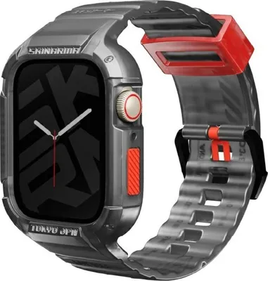 Productafbeelding van Skinarma Pasek+Hoesje Saido 2-in-1 voor Apple Watch 45/44mm, kleur: grijs/rookkleur