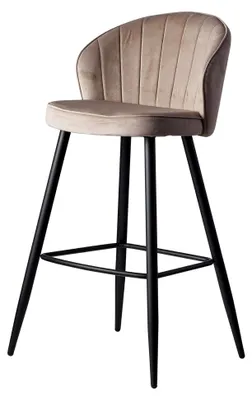 Produktbild von FineBuy Barhocker aus Samt mit Lehne, Küchenhocker im skandinavischen Stil, Stoff/Metall, 110 kg, Design Barstuhl