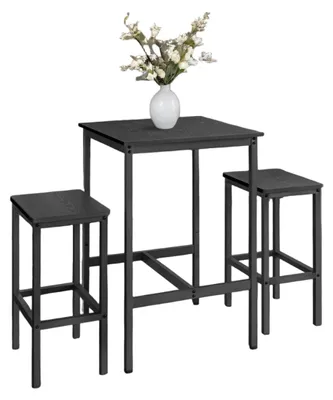 Immagine prodotto di Set da bar nero con 2 sgabelli – robusto – 60 x 60 x 90 cm