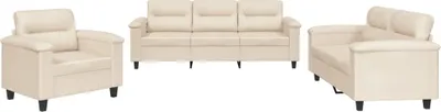 Immagine prodotto di vidaXL Set divano 3 pezzi con cuscini Tessuto microfibra beige