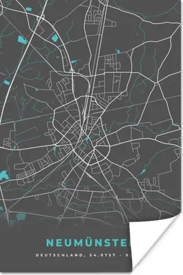 Produktbild von MuchoWow® Poster Neumünster - Stadtplan - Blau - Karte - Deutschland 40x60 cm - Plakate für die Wand - Poster Babyzimmer