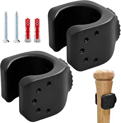 Productafbeelding van Baseball bat houder 2 stuks - wandmontage - voor 30-36 mm diameters - praktische opslag