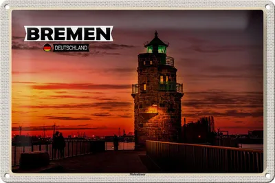 Produktbild von Blechschild Städte Bremen Deutschland Molenfeuer 30x20cm