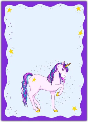 Produktbild von Kinder Motivpapier Briefpapier süßes violettes Einhorn mit Sternen (MPA-5193, DIN A4, 100 Blatt)