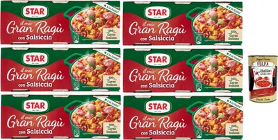 Produktbild von Il Mio Gran Ragù Star con Salsiccia tomatensauce sauce mit italienischer Wurst Tomatensuppe Pastasauce 6x (3x100g) + Italian Gourmet polpa 400g