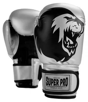 Produktbild von Super Pro Talent Boxhandschuhe Silber/Schwarz - 4 oz.