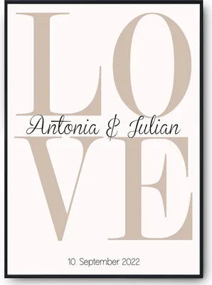 Produktbild von LOVE Partner Poster Personalisiert Namen & Datum Jahrestag Geschenk zur Hochzeit Poster – DIN A3 (29.7x42cm)