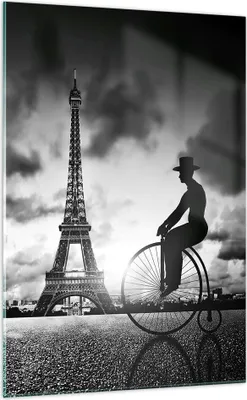Produktbild von Bilder auf glas - Einteilig - Paris Gentleman Fahrrad - 70x100cm - Glasbilder - Wandbilder - Bilder - zum Aufhängen bereit - Wanddekoration aus Glas - Glas Bilder - Wandbild auf Glas - GPA70x100-4204