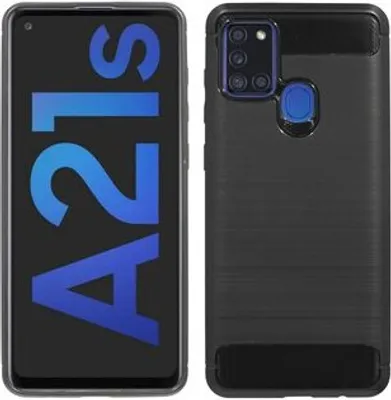 Zdjęcie produktu dla Silikonowe etui Bumper Carbon kompatybilne z SAMSUNG GALAXY A21s A217F Etui TPU Miękkie etui na telefon komórkowy Pokrowiec ochronny Czarny