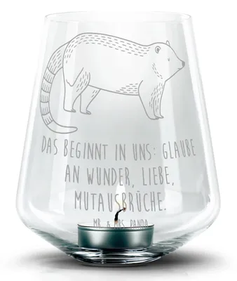 Produktbild von Mr. & Mrs. Panda Laterne Nasenbär - Transparent - Geschenk, gravur glas, Lustige Sprüche, Bär, Rüsselbär, Teelichthalter, Kerzenhalter, Nasenbären, Kerzenglas, mit