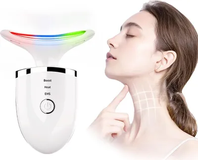 Produktbild von Gesichtsmassagegerät, Nackenlifting-Massagegerät, Elektrisches Gesichtsmassagegerät mit 3 Modi, 45 °C zur Hautstraffung, EMS-Massagegerät für Frauen