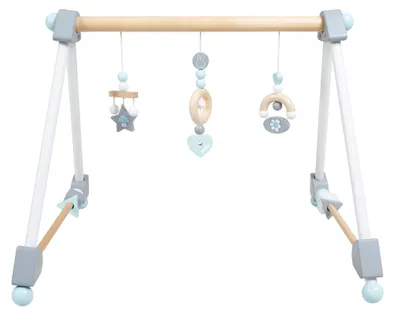 Produktbild von roba Baby Spielbogen aus Holz - Anhänger Set miffy® mit Hasen Motiv - Activity Center ab 3 Monaten - Montessori Spielzeug - Grau / Blau