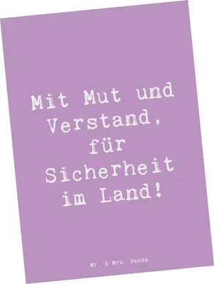 Produktbild von Mr. & Mrs. Panda Postkarte Spruch Polizist Mut Verstand - Lavendeltraum - Geschenk, Aufmerksamkeit, Ansichtskarte, Sicherheit, Wertschätzung, Geschenke, Postkarten