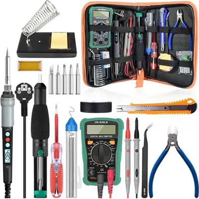 Produktbild von 90W Digitalanzeige Elektrisches Lötkolben-Set 18-teiliges Set Einstellbare Temperatur 100 bis 480 Mit Multimeter