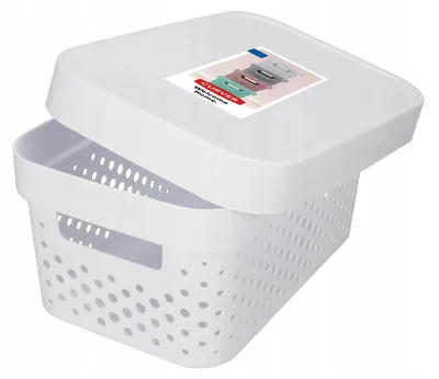 Image de Boîte de rangement - Contenant de rangement avec couvercle - 4,5 l - Plastique - Blanc