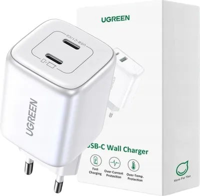 Image de Ugreen Nexode Chargeur 45W, 2X Usb-C, Pd3.0, Qc4.0, Gan (Blanc)