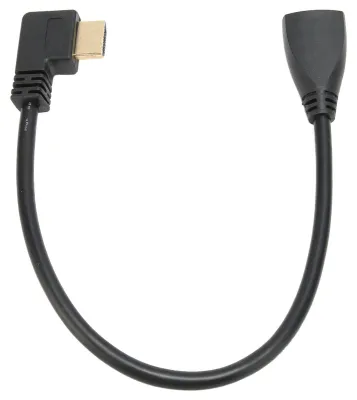 Image de Câble d'extension multimédia HDMI à angle droit, type A (mâle vers femelle), connecteur plaqué or 24 carats, câble vidéo 3D 4K