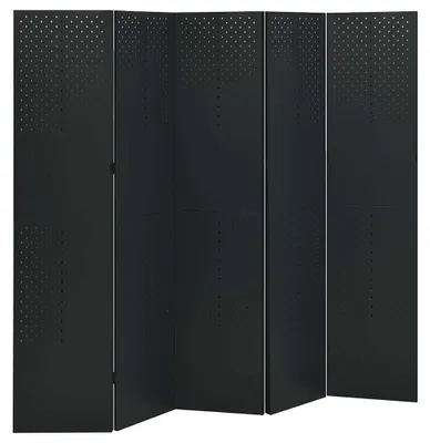 Obrázok produktu pre vidaXL 5-dielna priečka do izby 2 ks čierna 200x180 cm oceľ
