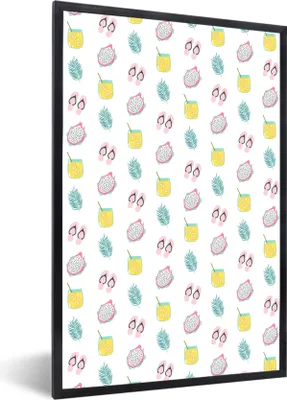 Produktbild von MuchoWow® MuchoWow® Gerahmtes Poster Sommer - Pastell - Muster 40x60 cm - Poster mit zchwarzem Bilderrahmen - Papierdruck - Wandbilder