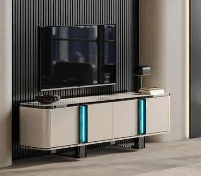 Obrázek produktu pro Moderní TV konzolový stolek s elegantním designem a stylovými dvířky