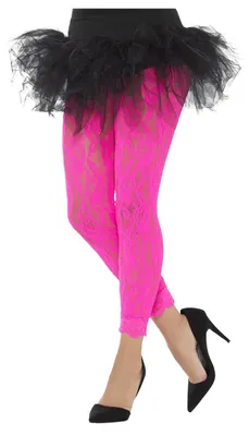 Produktbild von Neonpinke Spitzen Leggings für 80er Jahre Outfits