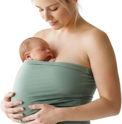 Produktbild von Famanu Baby Bonding Top - Hautkontakt fördernd aus Biokatoen - Größe S - Salbeigrün
