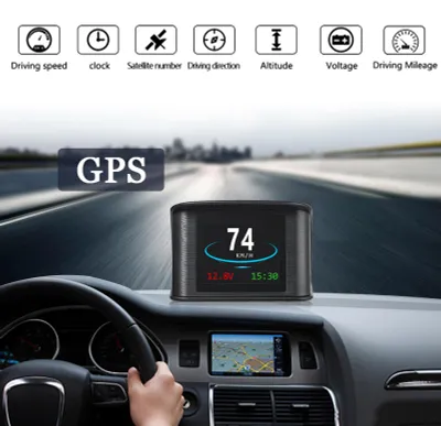 Zdjęcie produktu dla Inteligentny wyświetlacz Head-Up, uniwersalny wyświetlacz GPS o przekątnej 2,2 cala z informacjami o prędkości, wysokości, napięciu, godzinie i nie tylko. Alarm przekroczenia prędkości