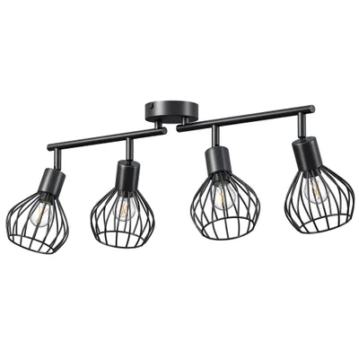Productafbeelding van EDISHINE Moderne LED-plafondlamp, 4 lichtpunten, zwart, verstelbaar, metalen plafondspot