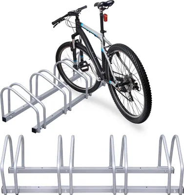 Produktbild von Fahrradständer für 4 Fahrräder Reifenbreite rostfreier Stahl Boden oder Wandmontage Mehrfachständer Fahrradhalter Aufstellständer, Silber