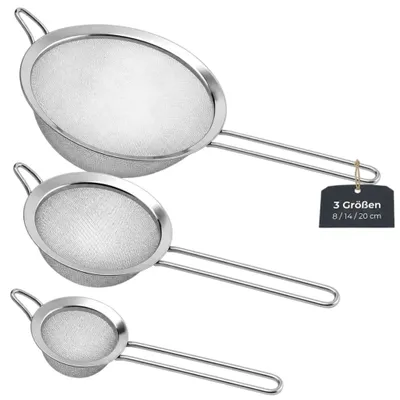 3-teiliges Edelstahl-Sieb-Set, Ø 8/14/20 cm