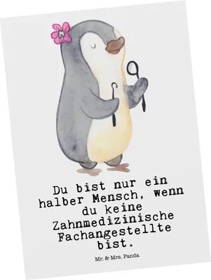 Produktbild von Mr. & Mrs. Panda Postkarte Zahnmedizinische Fachangestellte Herz - Weiß - Geschenk, Postkarten, bildkarte, Ansichtskarten, Grußkarte, Fotokarte